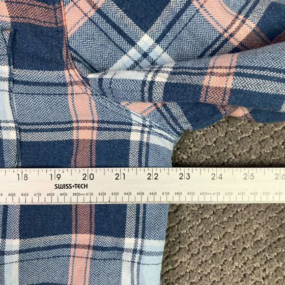 Fat Face Flannel Shirt Men's Large Plaid Check Cotton Iced Blue Pink Button Up - Picture 12 of 16